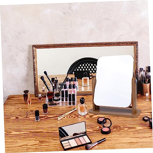 Espejo de maquillaje portátil de escritorio de madera gris miniatura 5
