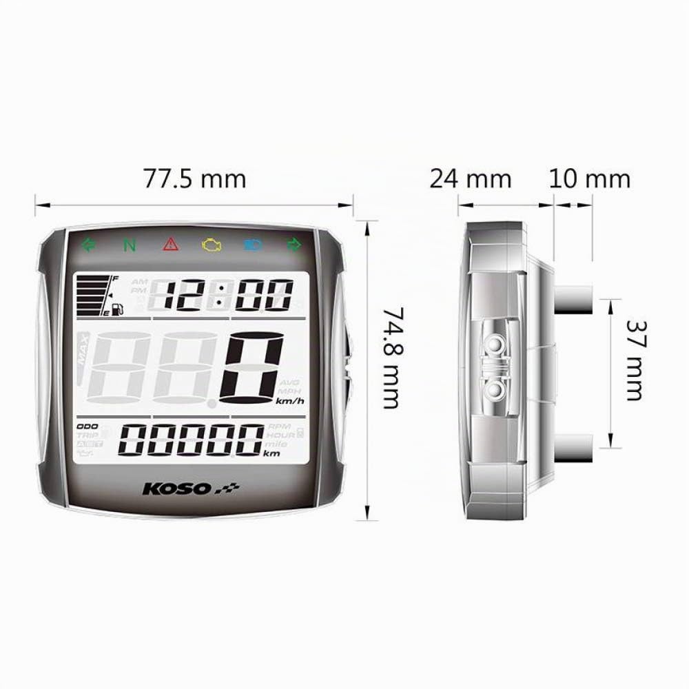 Compteur De Vitesse XR-S 01 Koso Numérique Universel Vitesse/Odo/Voyage/Temps/Bleu Carburant E-Mark