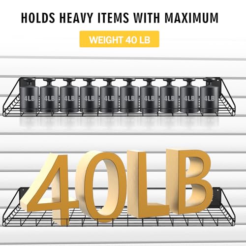 BeapTcely 8 Pcs Slatwall Wire Shelf, 24 x 12 Inch Metal Slat Wall Shelves Heavy Duty Slat Wall Shelf Organizer Slatwall Shelving Accessories for Garage, Home (8, 23.6" x 11.8") by BeapTcely - Image 7