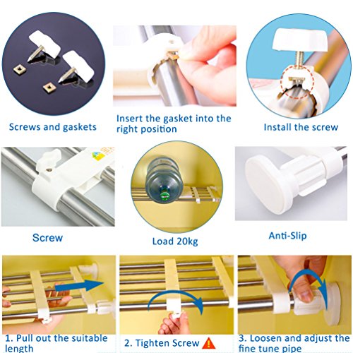 Baoyouni Tension Closet Shelf, Adjustable Storage Rack Separator Wardrobe Cupboard Divider Organizer Rod For Kitchen Bathroom Bedroom, 23.62-39.37 Inch #TOP5