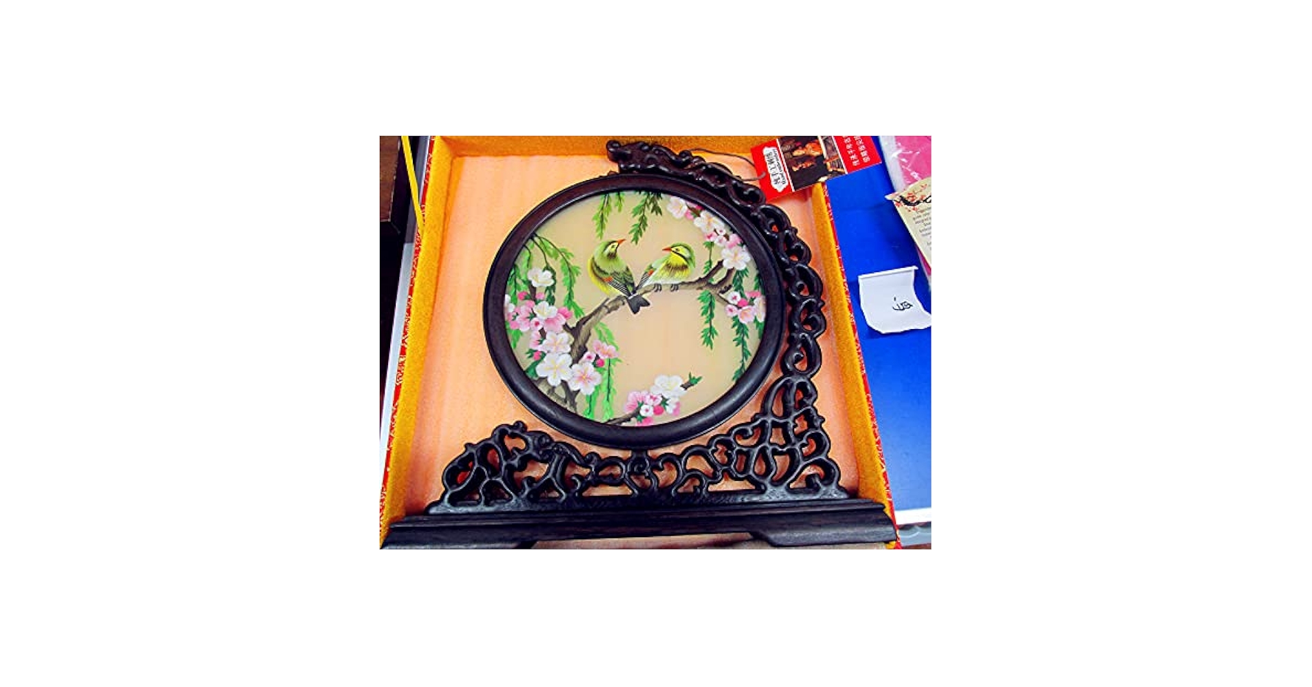 Amazon.co.jp: 両面刺繍 高級刺繍 中国刺繍工芸品 置物 木彫り