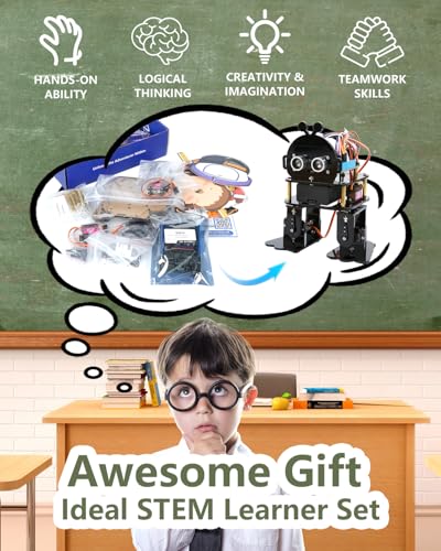 Image of Biped Robot Kit STEM Toys Science Kit for Kids, Bionic Bipedal Robotics Programmable Coding Crafts Set for Arduino ESP32, Birthday Gift for Age 8-12 Boys Girls Teens