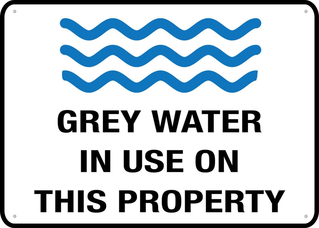 Metal Tin Sign Grey Water In Use On This Property Safety Sign, Durable Rust-proof Metal Vintage Wall Art For Farm Ranch Residential Commercial Property Public Area, Outdoor Indoor Use, 8x12 Inch
