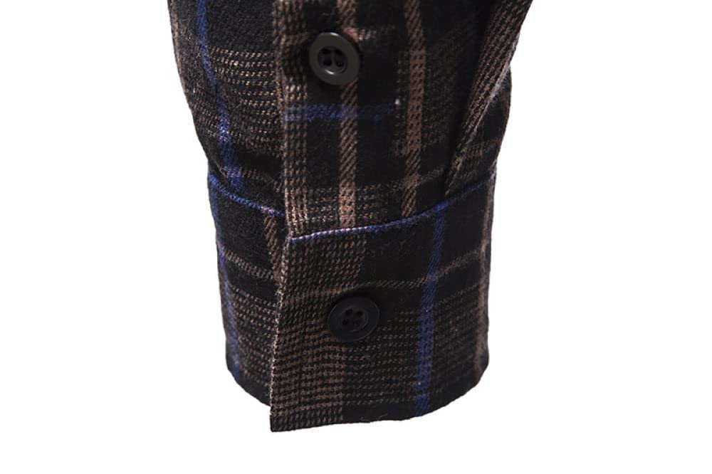 HGJH Herren Hemd Langarm, Herren Langarm Flanellhemd Thermohemd Schottenkaro Braun Kapuzenhemd Herren Holzfäller Bequem Karierte Hemdjacke Lässiges Arbeitshemd Für Herren Jungen
