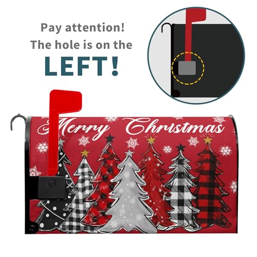 Image of Merry Christmas Mailbox Covers Magnetic Standard Size 25.5 inch X 21 inch Christmas Tree Snowflake Mailbox Wraps Letter Post Box Cover for Home Garden Outdoor Yard