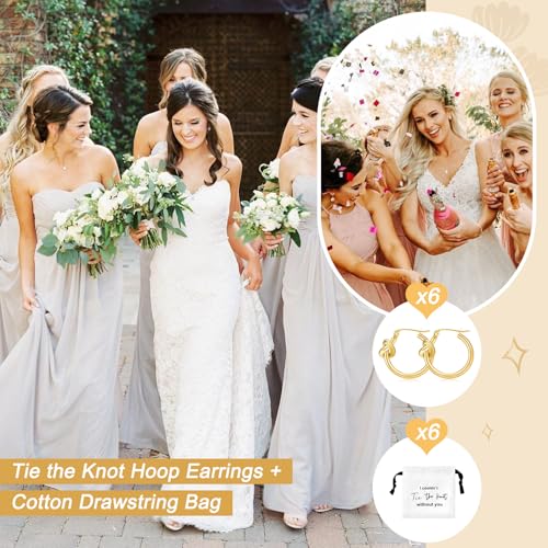 CEELGON Tie the Knot Gold Hoop Earrings Bridesmaid Gifts with Cotton Drawstring Gift Bag Bridesmaid Jewelry Gift Box Bridesmaid Proposal Gift Bridal Party Favors4