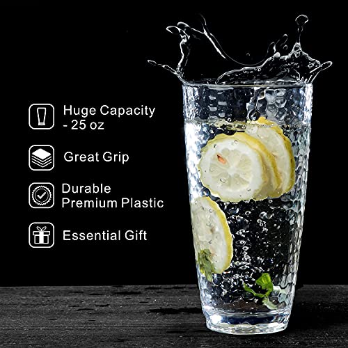 Kurala Unbreakable Plastic Tumbler Cups, Set Of 6, Large Water Tumbler Set, 25 Oz Highball Drinking Glasses (Clear) #TOP2