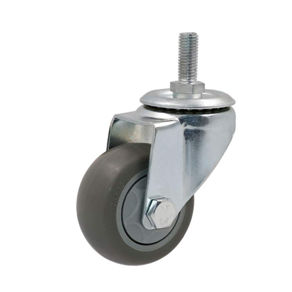 Ruedas giratorias de goma de 3''/4''/5'', rosca M12, resistentes, 300-400 kg, para muebles de hospital, giratorias con freno, silenciosas, de TPR, con doble rodamiento, para sofá cama y banco de traba