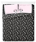 Jay Franco Kids Sheet Set with Fitted, Flat Sheets & Pillow Cover - Ultra-Soft Bedding with Pillowcase for Room Decor, Black - Minnie Mouse, 4 Piece Queen