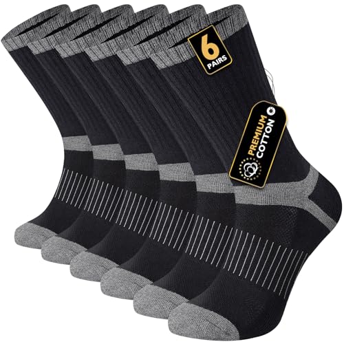 inaWarm Calzini Sportivi Uomo 6 Paia – Calzini Cotone Traspiranti, Calze Trekking Uomo per Escursionismo, Corsa, Lavoro – Taglie 43-46
