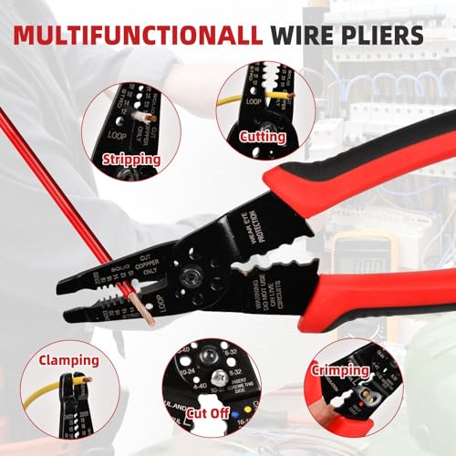 ANGELSWORD 8 inch Wire Stripper, Cable Stripper, Crimping Pliers, Wire Cutter, Wire Crimper, Multi-Function Hand Tool - Image 5