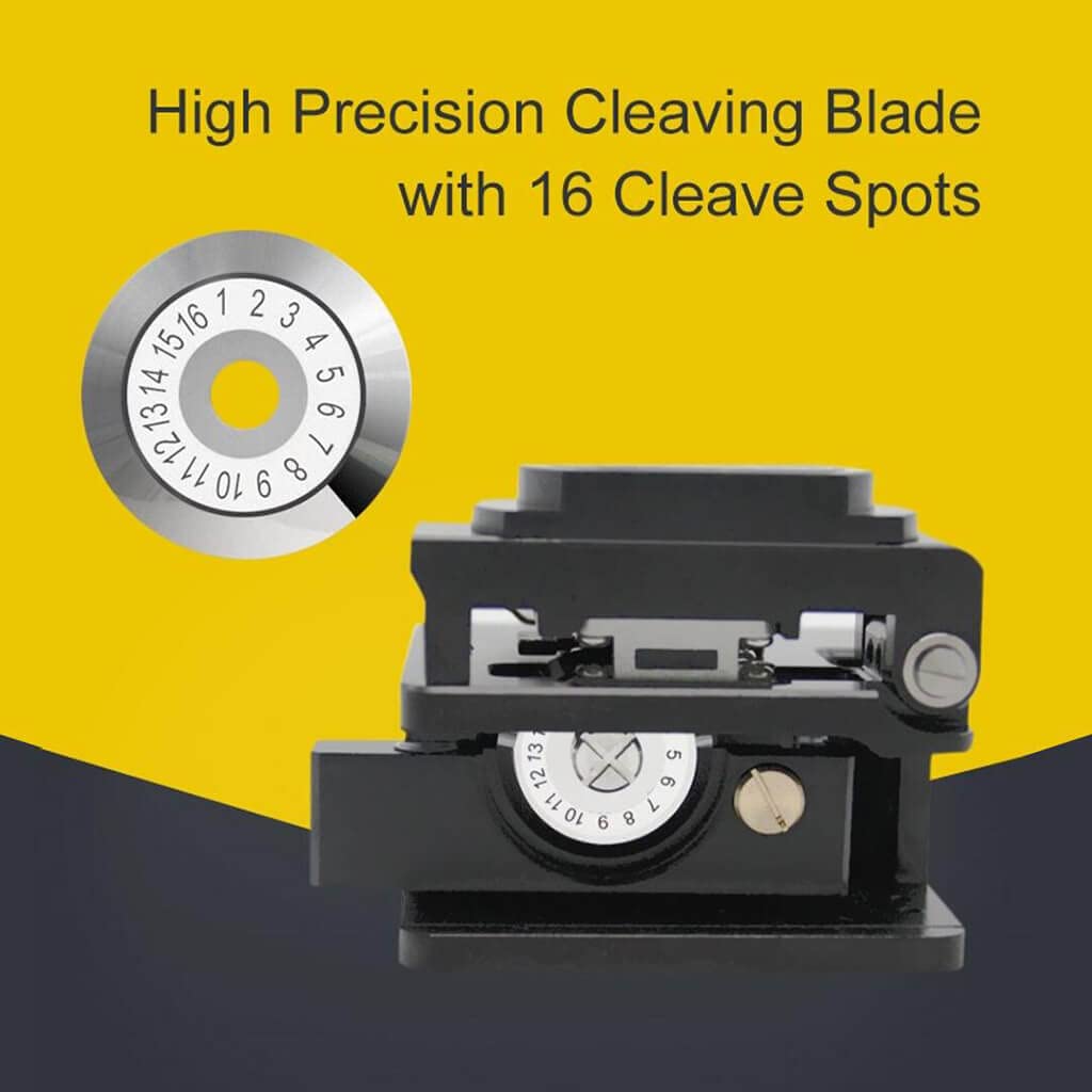 TM27 Fiber Cleaver Cortadora de Fibra Óptica, Alta Precisión con 16 Puntos de Corte de Fibra con Soporte de Fibra 3 en 1 para Fibra de 0.25mm 0.9mm 3.0mm
