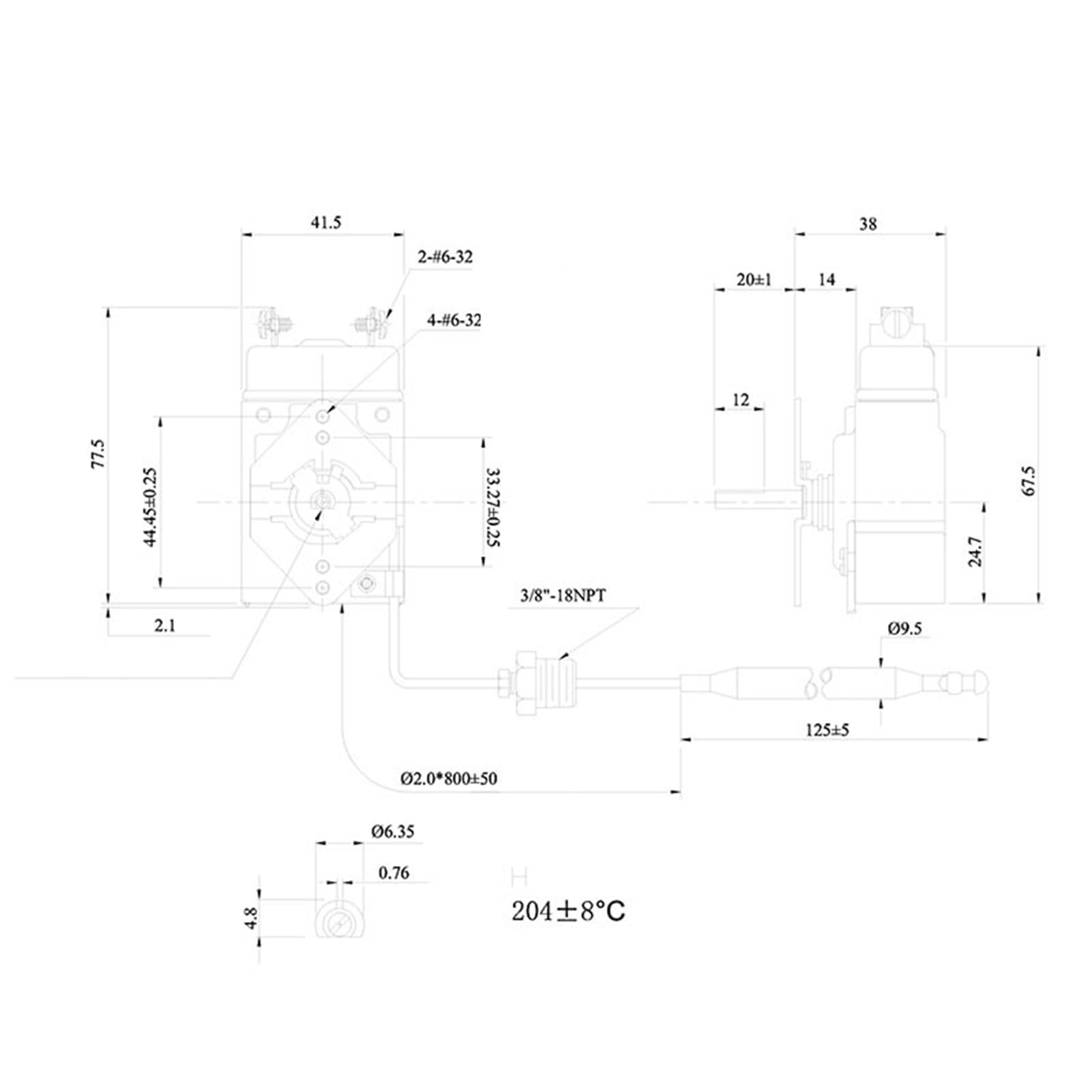 Fritteusen-Thermostat, 1/4 Zoll Einstellknopf