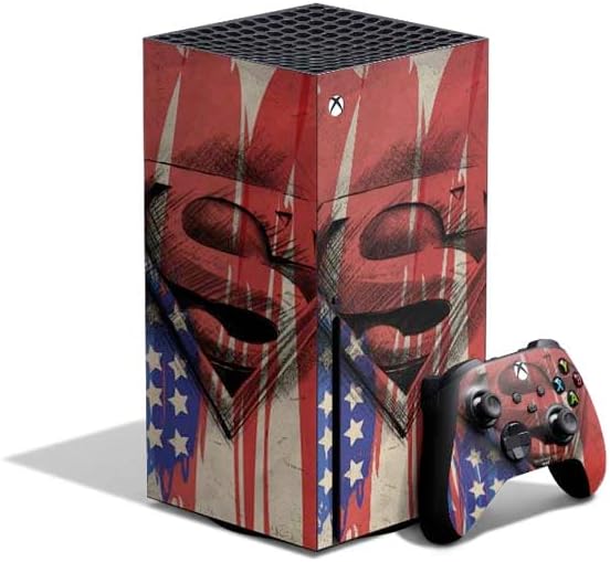 Skinit Decal Gaming Skin Compatible with Xbox Series X Bundle - Officially Licensed DC Comics Superman Crest Design