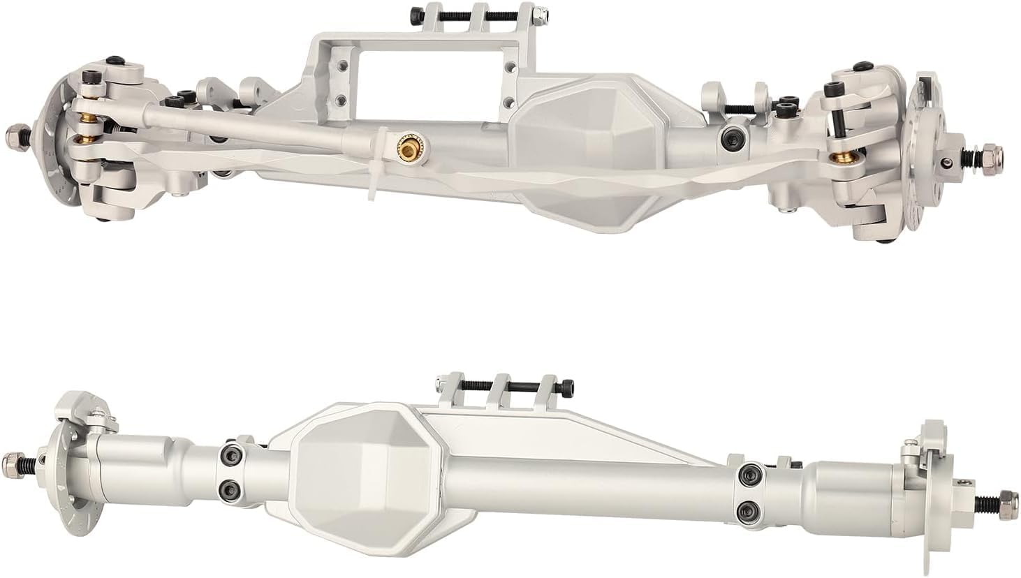 Metal Complete Front & Rear Axle with Caliper Brake disc for Axial RBX10 Ryft 1/10 RC Cralwer Car Upgrade Parts Accessories (Silver)