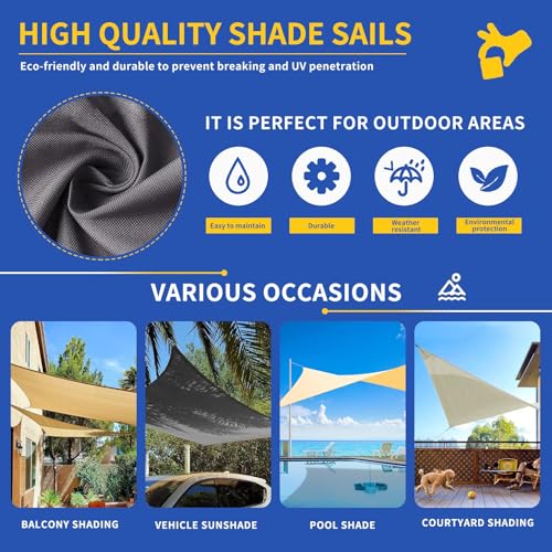 Voile d'ombrage rectangulaire 6x6m imperméable J et kit complet - 8