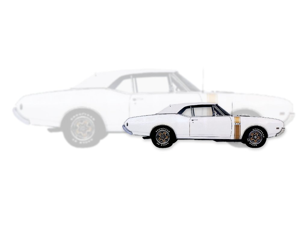 1968 Cutlass 442 Stencil or Vinyl Racing Decals & Stripes Kit - Black