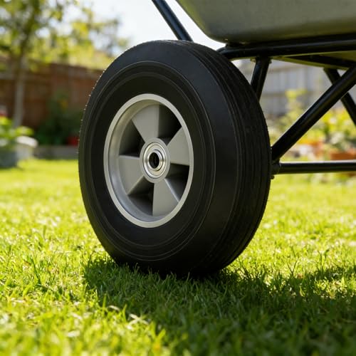 Image of 2 Pack 10 Inch Solid Rubber Replacement Wheels, Flat Free Hand Truck Tires with 5 /8 inch Axle, Hand Truck Replacement Wheels for Cart, Wagons, Wheelbarrow, Dolly, Trolley, 330 lbs Max Load