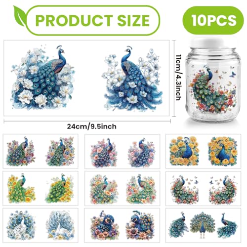 arricraft 10 Sheets Peacock UV DTF Cup Wrap for 16OZ Glass - Image 2