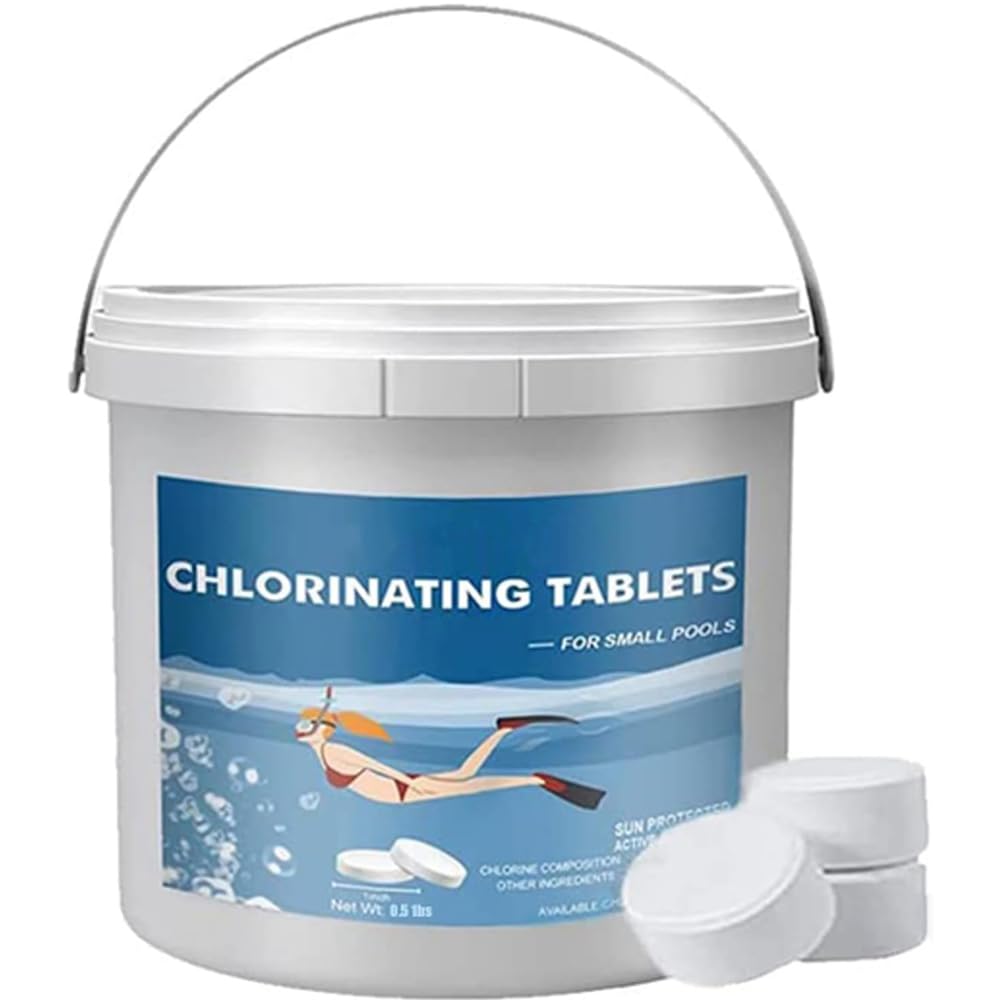 Multifunction Chlorine Tablets,Pool Cleaning Tablets,Chlorine Tablets for Swimming Pool,Chlorine Tablets for Hot Tubs,Keep Water Clean-0.5lbs