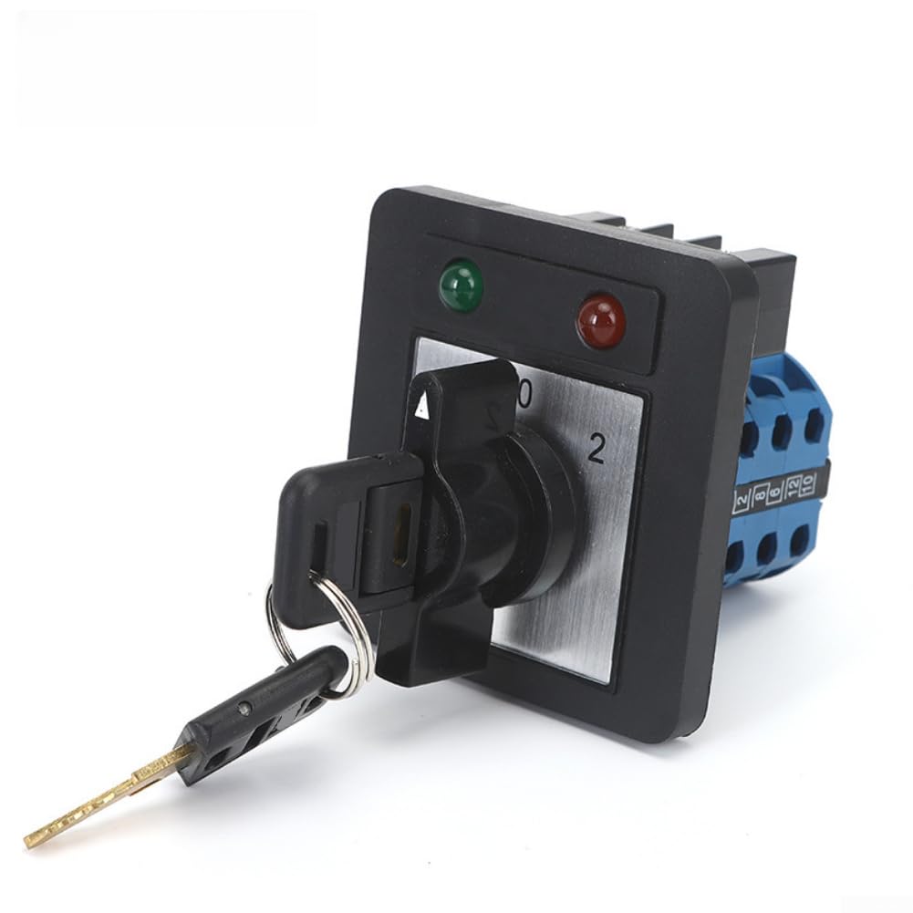 Interrupteur rotatif 20 A avec 3 positions et 3 sections, interrupteur à came avec voyant lumineux et verrouillage, 440 V/660 V AC-15 DC-13 pour armoire électrique et industrie et installations