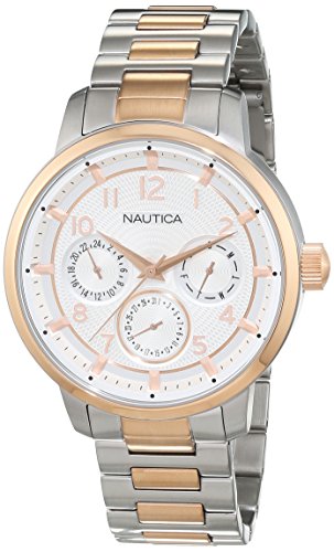 Nautica Damen Analog Quarz Uhr mit Edelstahl Armband NAD19556G