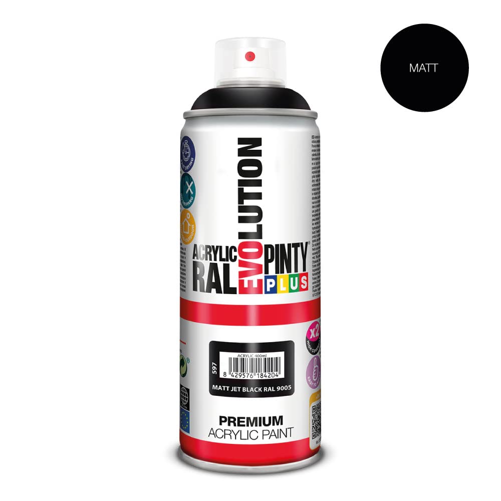 Evolution pinty p. M123011 - Pintura spray acrilica 520 cc negro mate (Paquete de 4)