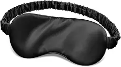 Máscara de Dormir Premium em Cetim Tapa Olho Blackout Macio e Confortável Para Sono Profundo Protetor Ocular Noturno com Elástico Ajustável (Preta)