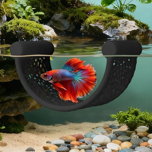 Floating Betta Hammock Betta Fish Hammock Floating Rest Platform or Small Aquariums Nano Tanks Shrimp Corydoras Betta Fish Tank Accessories Fish Tank Decor 3D Printed Aquarium Decor (Black)