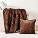 BATTILO HOME Brown Faux Fur Throw Blanket for Couch, Super Soft Rabbit Fur Blanket 50