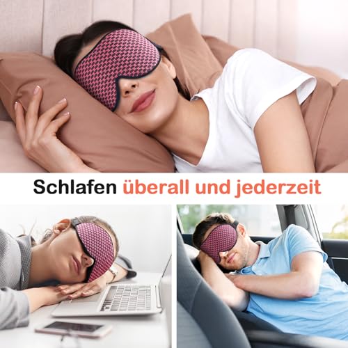 INNELO Maska do spania dla mężczyzn i kobiet, wygodna, oddychająca maska 3D, z głębokimi oczodołami i podwyższonymi noskami, 100% blokujące światło, okulary do spania z pianką z pamięcią kształtu, do