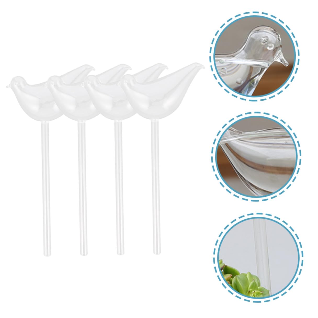 Gatuida Globes d'Arrosage Automatiques en Verre Borosilicate 4 Pièces pour Plantes Intérieures et Extérieures