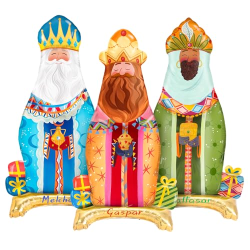 OH YEAH - Balão Foil Reis Magos, 110 cm, Decoração natalícia - celebrações familiares, escolas e escapadelas - Roscon de Reis - eventos natalícios