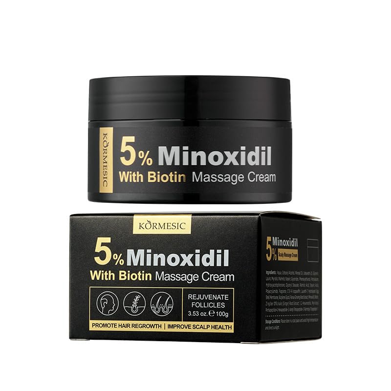 KORMESIC 5% Minoxidil Hair Growth Massage Cream with Biotin, 100g