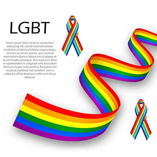 Image of Ribbon Rainbow Pins Gay Pride Ribbon with Safety Pins Bulk, Satin Lgbtq Pin for Pride Parades, Gay Satin for Women Men Clothes Bag Decoration, 6.3 x 0.5 Inch(250 Pieces)