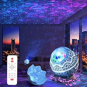Vanten Projecteur Ciel Etoile, 4 en 1 Projecteur Galaxie avec 14 effets d’éclairage, Télécommande 19 Haut-parleurs Bluetooth à Bruits Blancs, Veilleuses pour Chambre d’enfant, Adulte, Fête, Salon