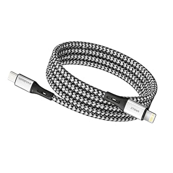 Type C-Lightning ÖRGÜLÜ Kablo, 27Watt PD Hızlı Şarj, GriSiyah, 1Metre, REMORAX Wahoo (1Ad x 1Metre GriSiyah)