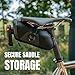 KOM Cycling Saddle Bag - Bike Saddle Bag to Carry Multi-Tool, Tube, Tire Levers, Securely Under Bike Seat featuring for Garmin Varia Mount, ATOP Lacing Dial, and Inner Pocket for Apple AirTag.