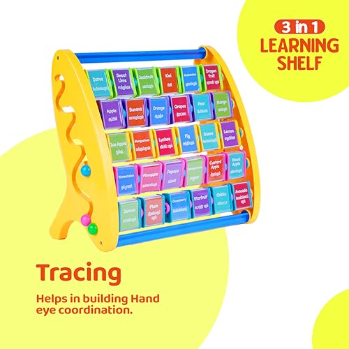 Image of FLYI STEM 3-in-1 Educational Toy Set for Kids | Learn Fruits Names with Images, 3+ Years, Activity Toy, Learning Shelf Toys, Lacing & Tracing Toy - Best Return Gifts for Kids