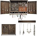 GLANT Schmuck-Organizer aus Holz, rustikale Wandhalterung, Schmuckaufbewahrung für Halsketten, Ohrringe, Armbänder, Ringhalter