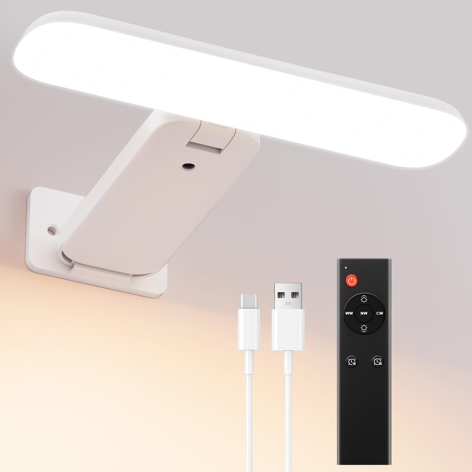 Grevoxy Akku Wandleuchte Innen, Bildbeleuchtung Kabellos, Kunstleuchten für Malen Foto Portrait, Dart Beleuchtung, LED Wandlampe mit 3 Farbtemperaturen, Fernbedienung mit Timer, Schwarz