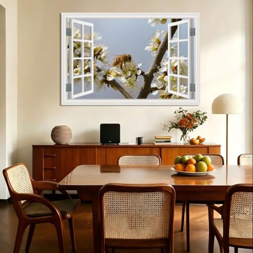 Cuadro lienzo efecto ventana para ampliar espacios pequeños con montañas nevadas de 20x30cm 2