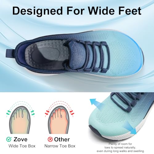 Image of ZOVE Wide Toe Box Shoes Women Extra Wide Width Sneakers Ultra Light Road Running Shoes Non-Slip Tennis Sneakers Breathable Walking Athletic