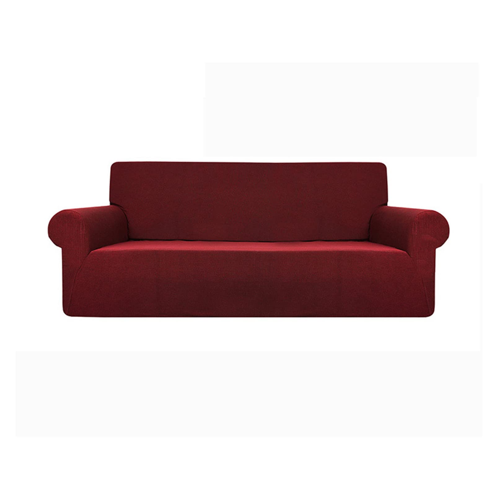 Housse de canapé jacquard rouge vin 2 places en textile extensible premium
