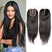 Lanyi Hair Middle Part Human Hair Lace Closure Brazilian Hair Straight 130% Density Natural Black Color (Middle part 20")