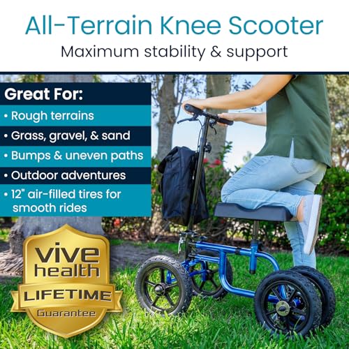 Image of Vive Mobility All Terrain Knee Scooter Walker for Foot Injuries - Adult