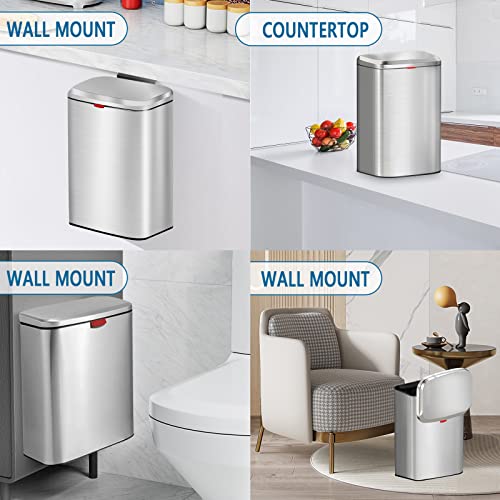 Kitchen Hanging Compost Bin, 8L/2.11Gal Stainless-Steel Small Trash Can With Lid For Counter Top & Under Sink, 2 In 1 Detachable Indoor Compost Bin For Cupboard/Kitchen/Bedroom/Camping #TOP5