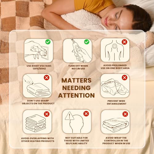 Bearhug Electric Blanket Full Size 77 Inch X 84", Reversible Brown Plaid Sherpa Heated Blanket thumb #7