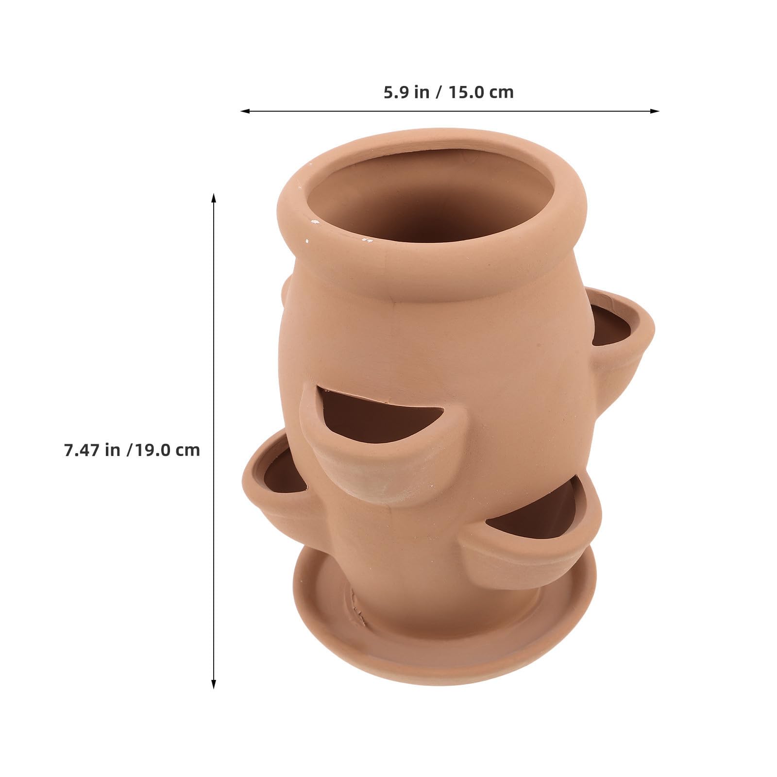 Toyvian Jardinière à fraisiers en Terre Cuite à 6 Poches, Lot de 2 Pots Tour pour Jardin et Maison, supporte la santé des Plantes, 19x15x15 cm, Design ventilé pour succulentes et Petites