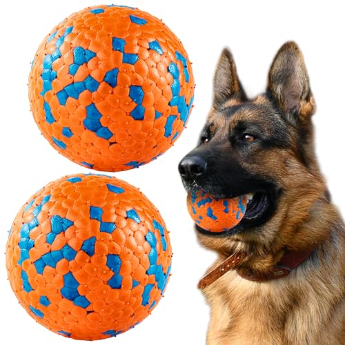SUNNEKO 2 Stück Unzerstörbarer Hundeball, Tennisbälle Für Hunde, Die Aggressiv Kauen, Sicherer Für Das Maul, Für Große, Mittelgroße, Kleine Welpen, Training Fangen&Werfen, Orange